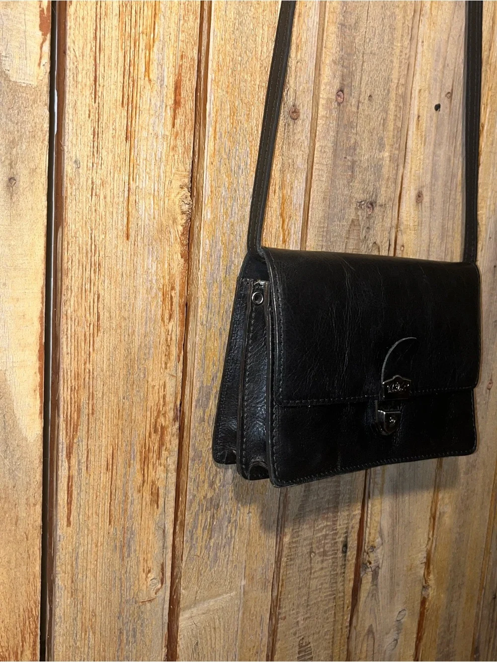 Patricia Nash Black Leather  Shoulder Bag